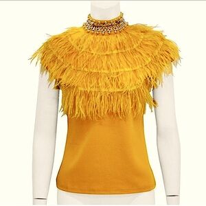 Gracia - vegan feather, beaded collar top